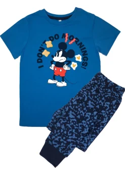 Disney Mickey Mouse I Don't Do Mornings Kids Royal Blue Camo Pyjamas (3-8 Years)