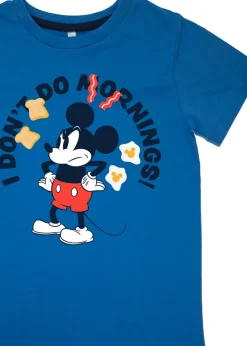 Disney Mickey Mouse I Don't Do Mornings Kids Royal Blue Camo Pyjamas (3-8 Years)