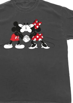 Disney Mickey Mouse Kiss Charcoal Washed Boyfriend Fit T-Shirt