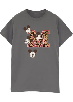 Disney Mickey Mouse M Faces Charcoal Printed Boyfriend Fit T-Shirt