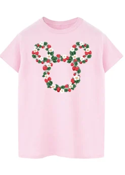 Disney Mickey Mouse Strawberry Head Light Pink Boyfriend Fit Graphic T-Shirt