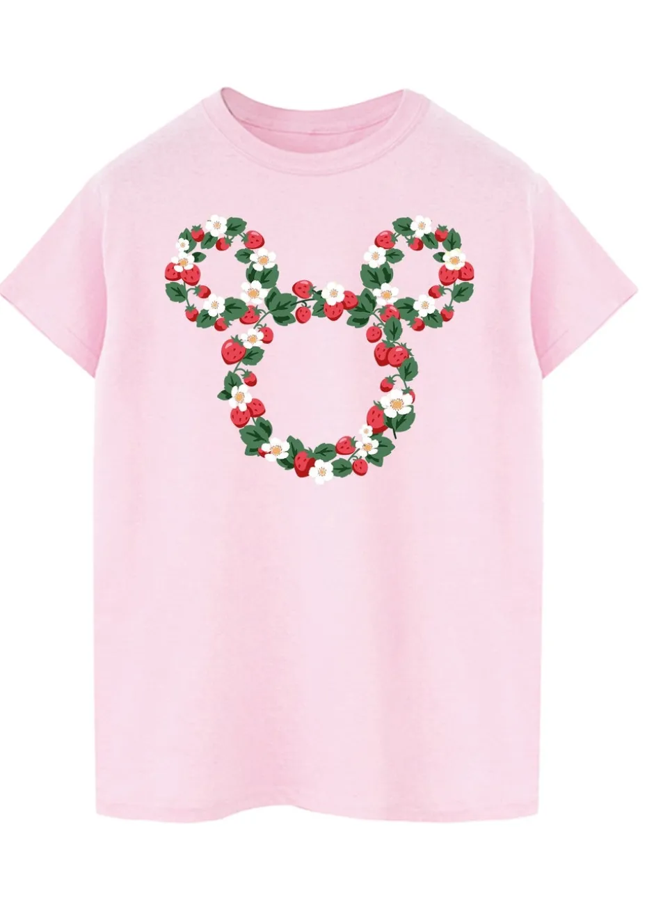 Disney Mickey Mouse Strawberry Head Light Pink Boyfriend Fit Graphic T-Shirt