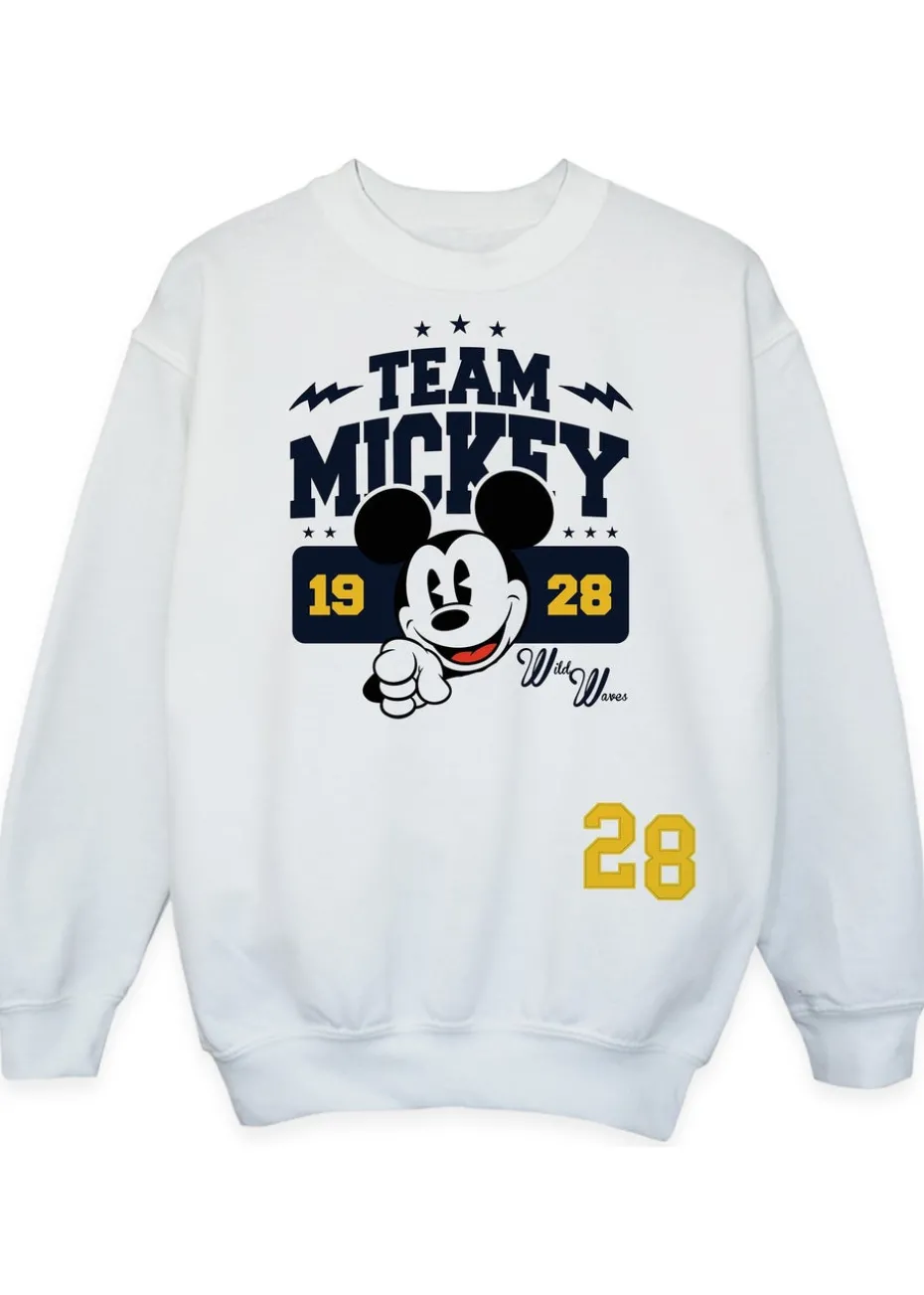 Disney Mickey Mouse Team Mickey Kids White Sweatshirt (3-13 Years)