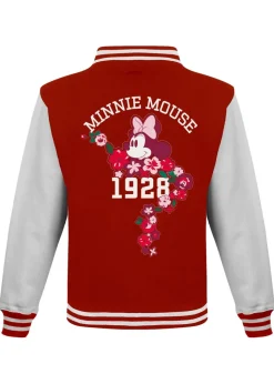 Disney Minnie Mouse Flowers Girls Red Varsity Jacket (3-13 Years)