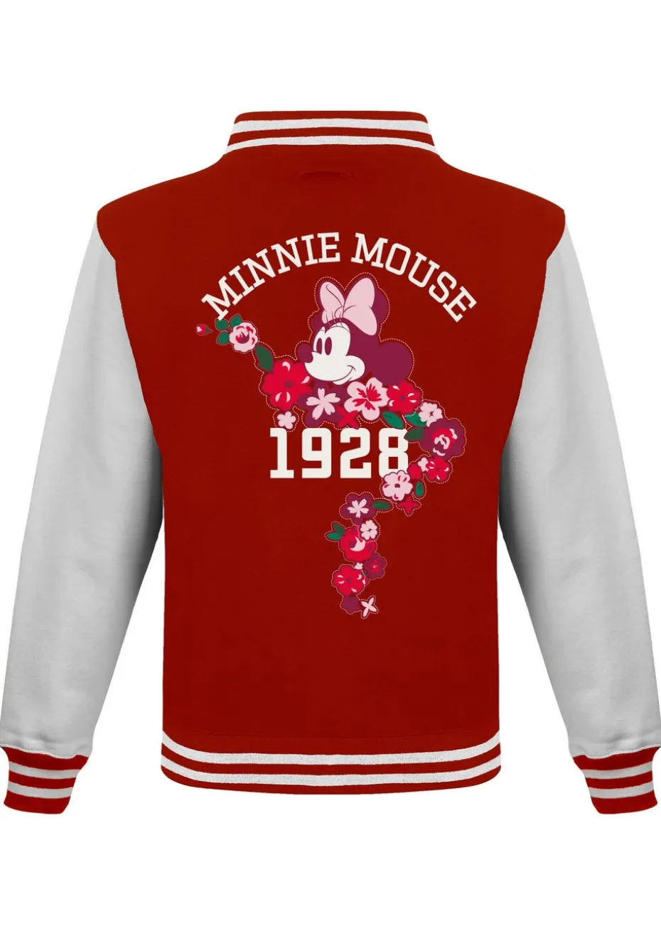 Disney Minnie Mouse Flowers Girls Red Varsity Jacket (3-13 Years)
