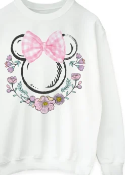 Disney Minnie Mouse Flowers Logo White Sweatshirt