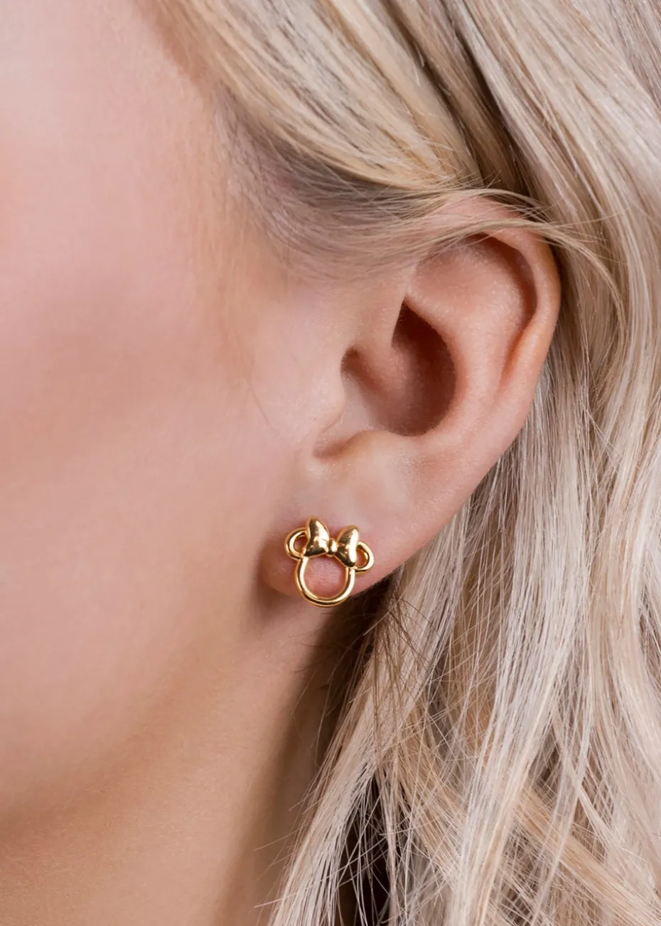 Disney Minnie Mouse Gold Bow Earrings