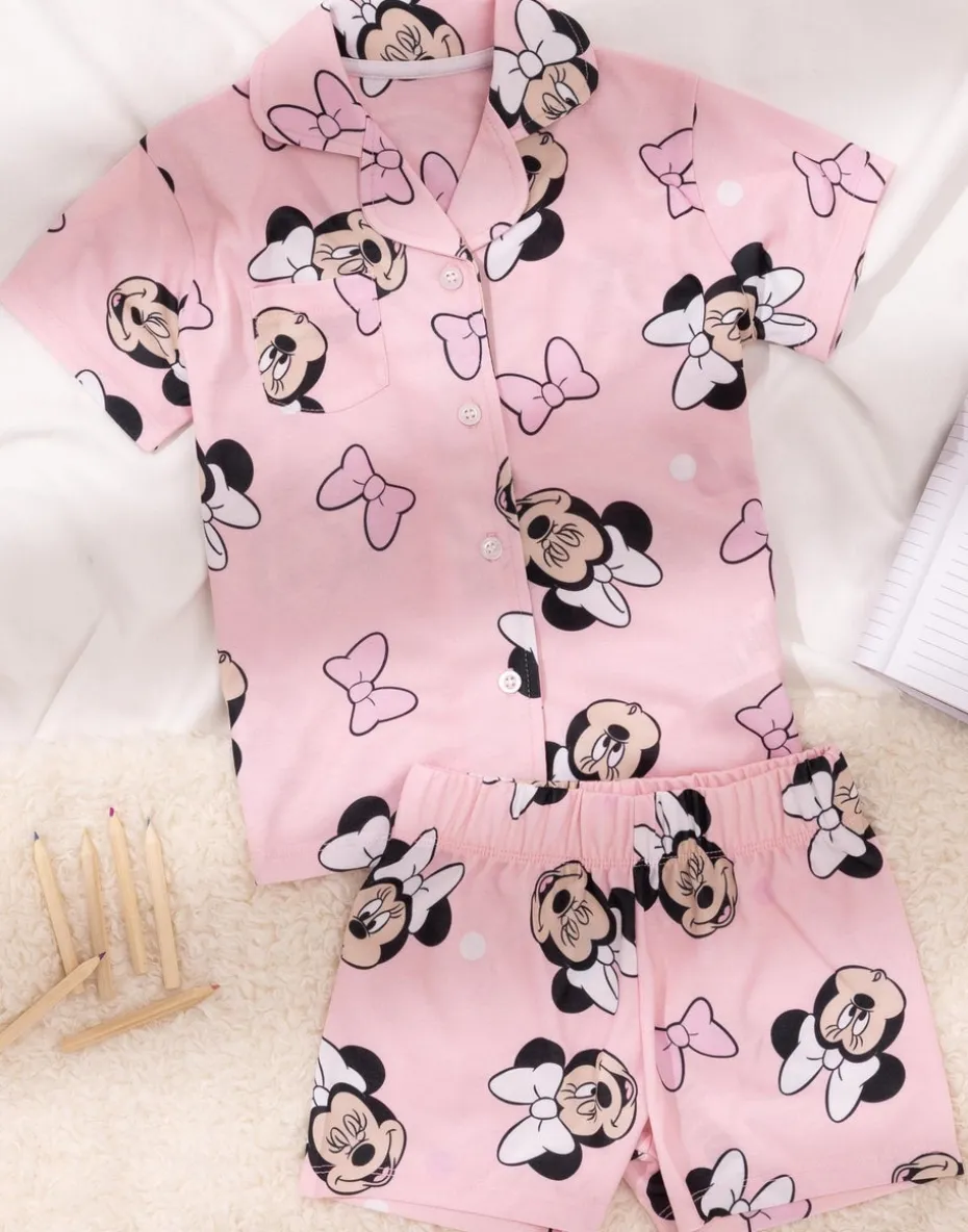 Disney Minnie Mouse Kids Shortie Pink Pyjamas (18 Months-8 Years)