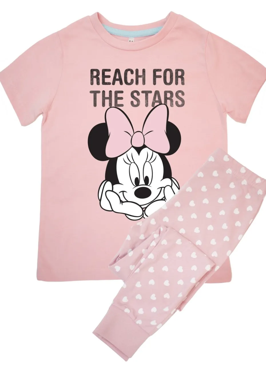Disney Minnie Mouse Reach For The Stars Kids Baby Pink Hearts Pyjamas (3-8 Years)