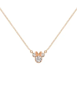 Disney Minnie Mouse Rose Gold Plated Crystal Hoop Earrings & Necklace Set