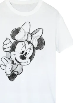 Disney Minnie Mouse Sketch White Boyfriend Fit T Shirt