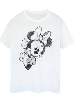 Disney Minnie Mouse Sketch White Boyfriend Fit T Shirt