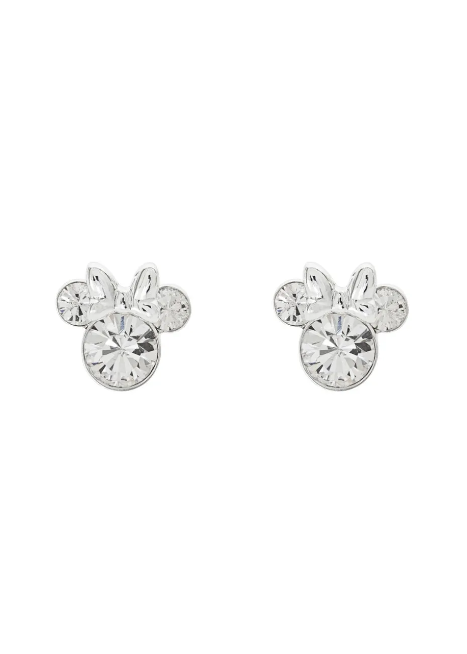 Disney Minnie Silver Plated April Birthstone Stud Earrings