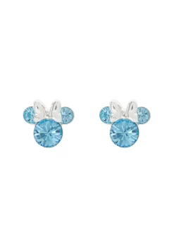 Disney Minnie Silver Plated March Birthstone Stud Earrings