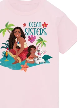 Disney Moana & Simea Ocean Sisters Girls Pink T-Shirt (3-13 Years)