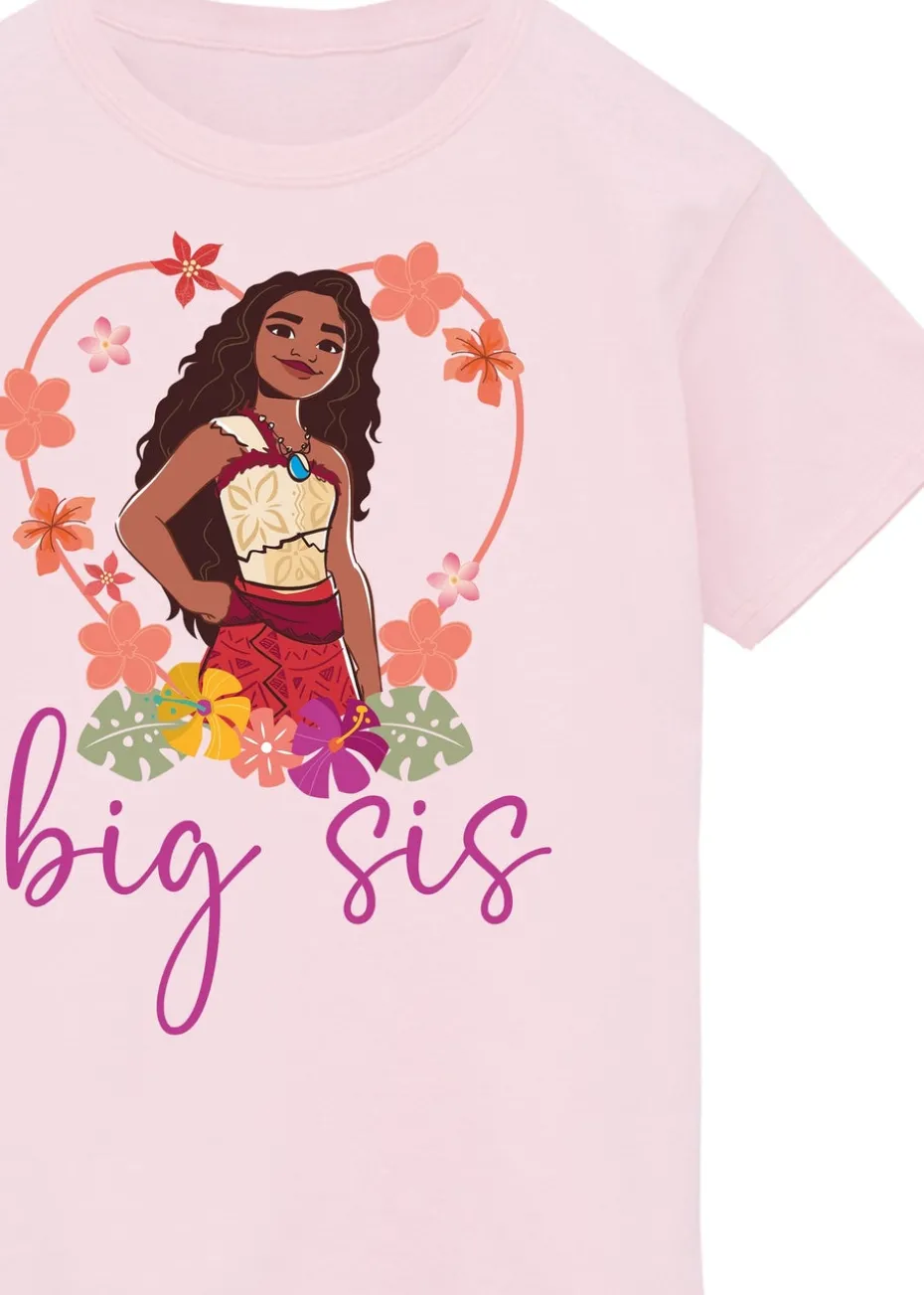 Disney Moana Big Sister Girls Pink Graphic T-Shirt (3-13 Years)