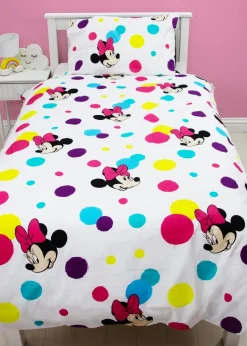 Disney Multi Colour Minnie Mouse Bubbles Polycotton Duvet Set