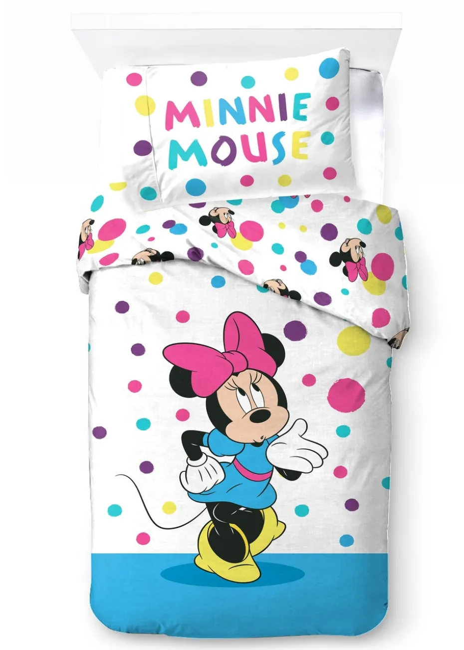 Disney Multi Colour Minnie Mouse Bubbles Polycotton Duvet Set