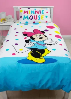 Disney Multi Colour Minnie Mouse Bubbles Polycotton Duvet Set