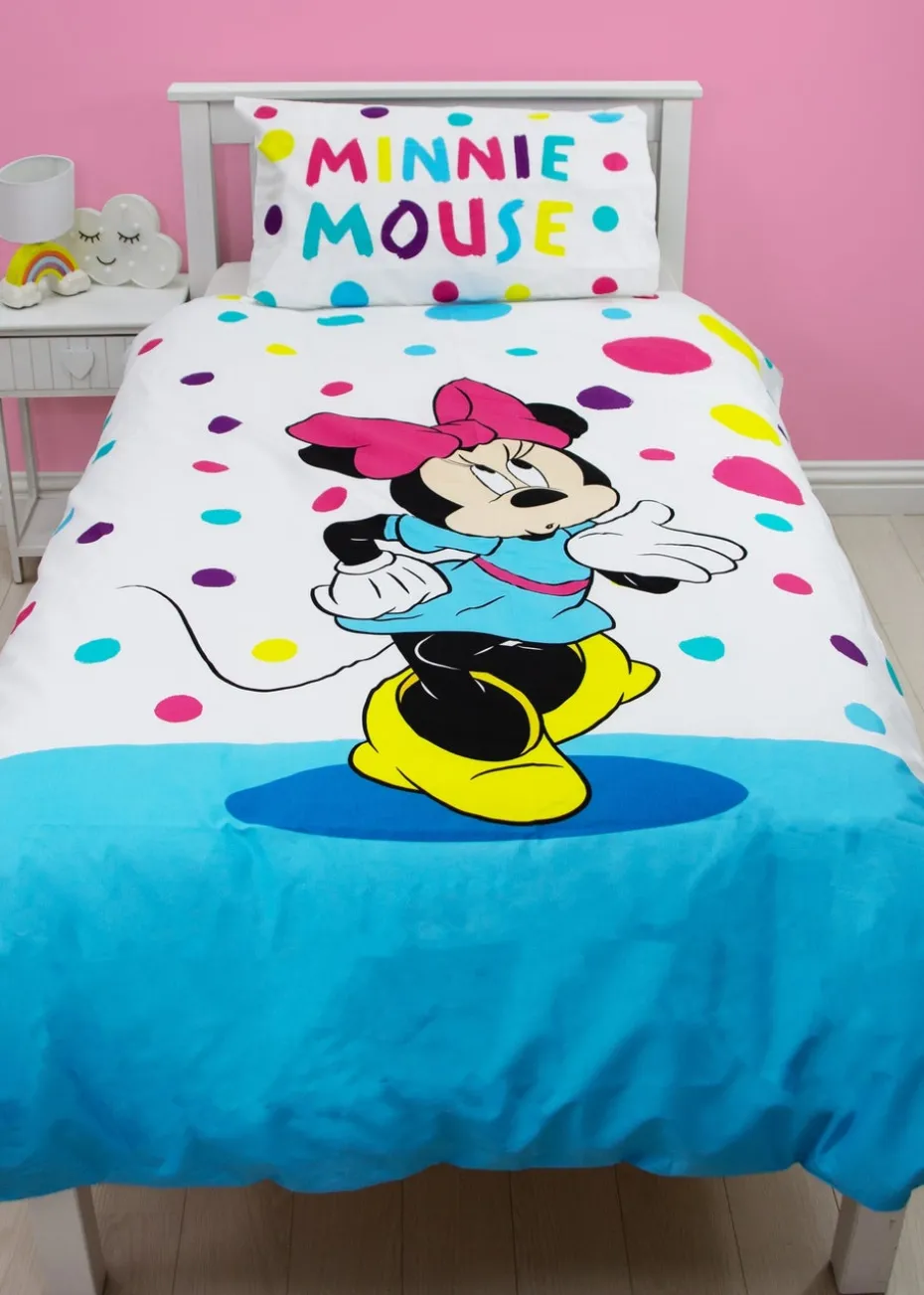 Disney Multi Colour Minnie Mouse Bubbles Polycotton Duvet Set