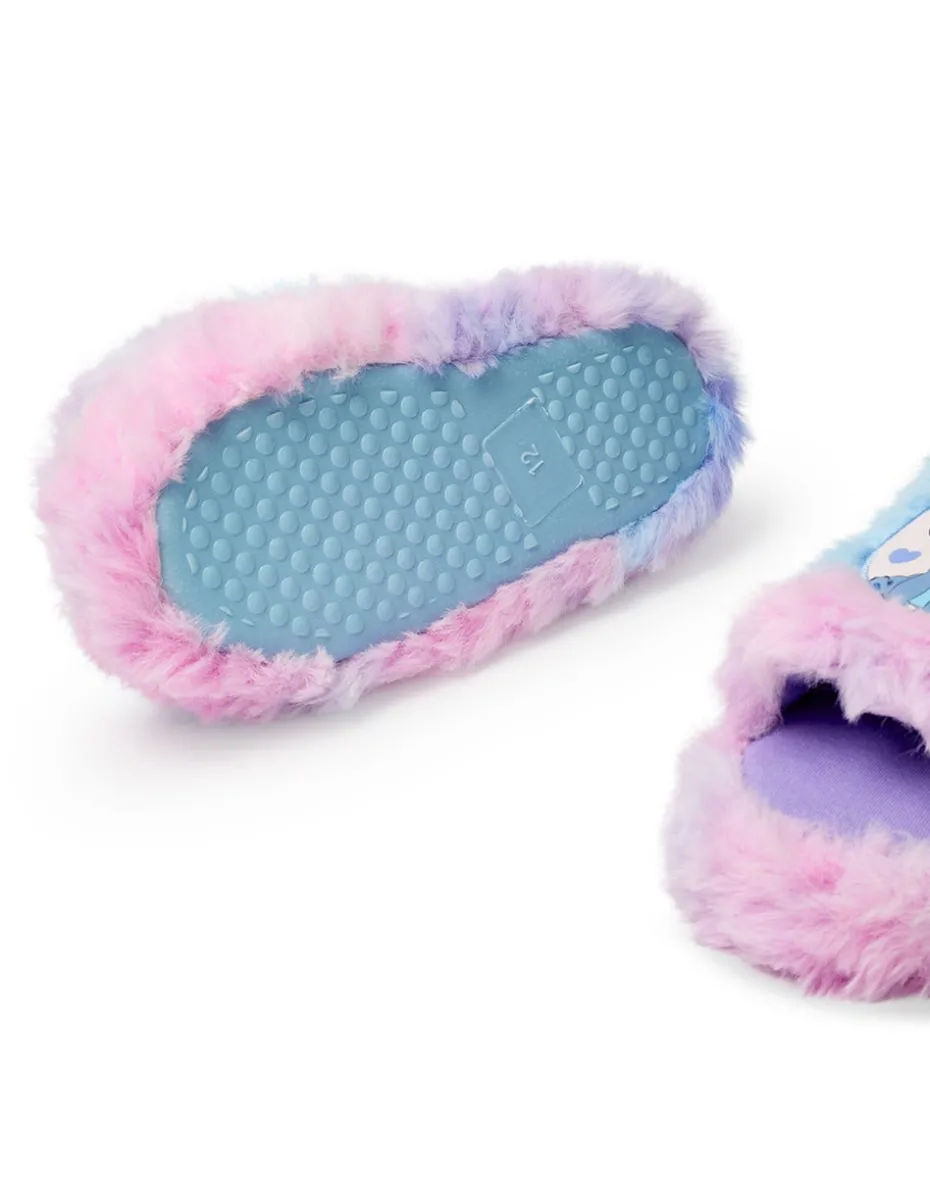 Disney Multicoloured Fluffy Ombre Stitch Character Slider Slippers (12 Younger - 5 Older)