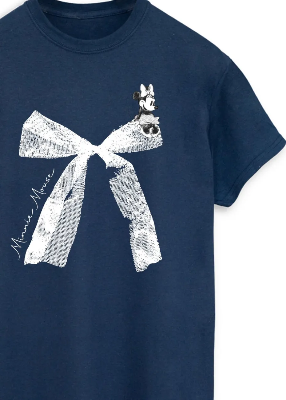 Disney Navy Minnie Mouse Bow Boyfriend Fit T-Shirt