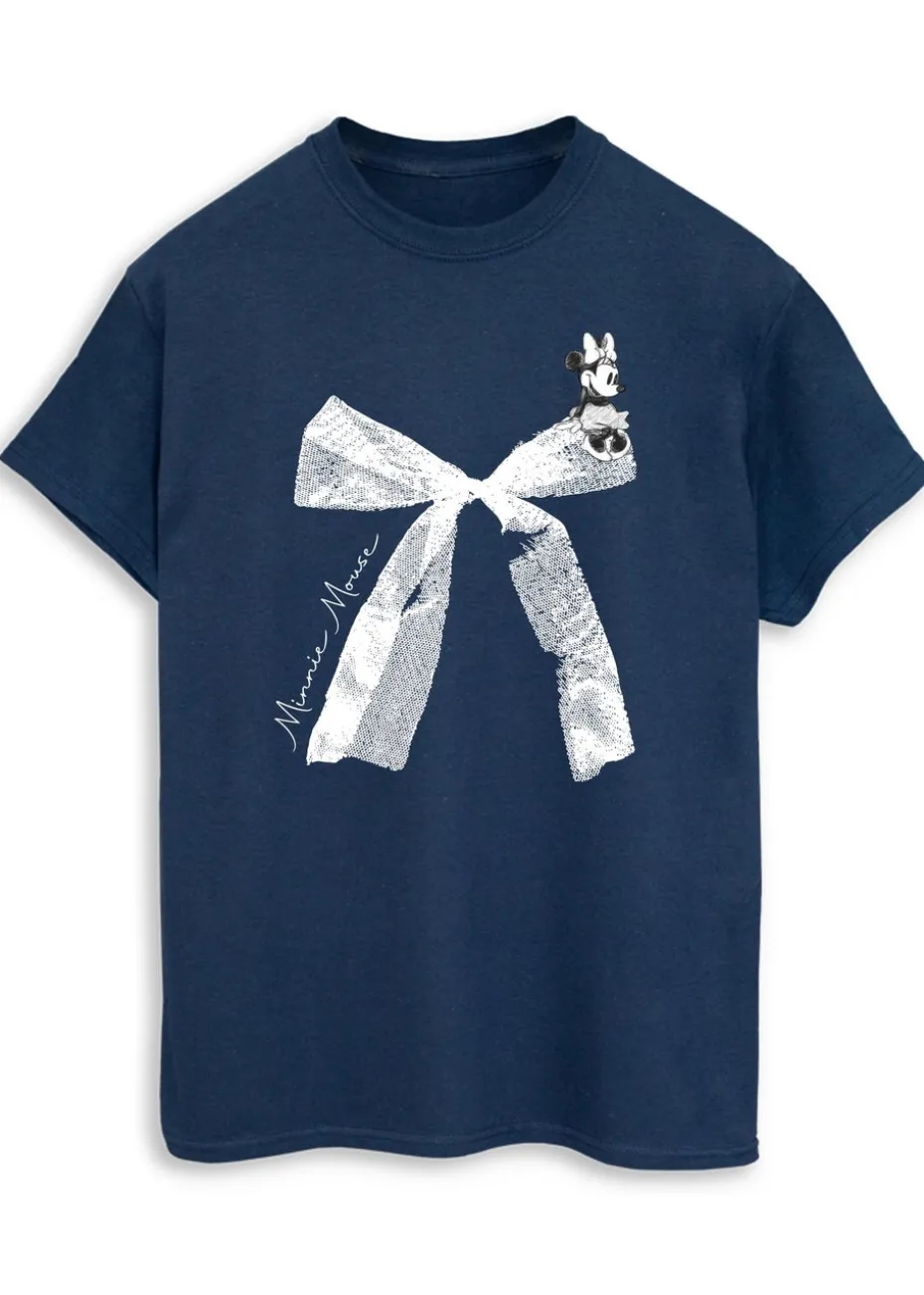 Disney Navy Minnie Mouse Bow Boyfriend Fit T-Shirt
