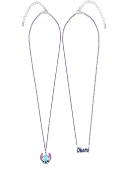 Disney Ohana Stitch Double Layered Blue Necklace
