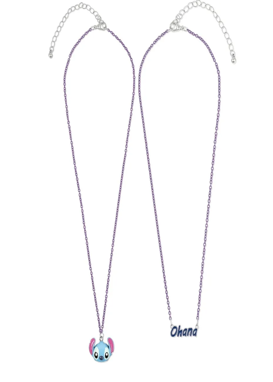Disney Ohana Stitch Double Layered Blue Necklace