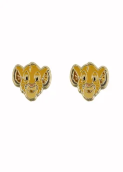 Disney Orange Brass YG PLT Simba Stud Earrings