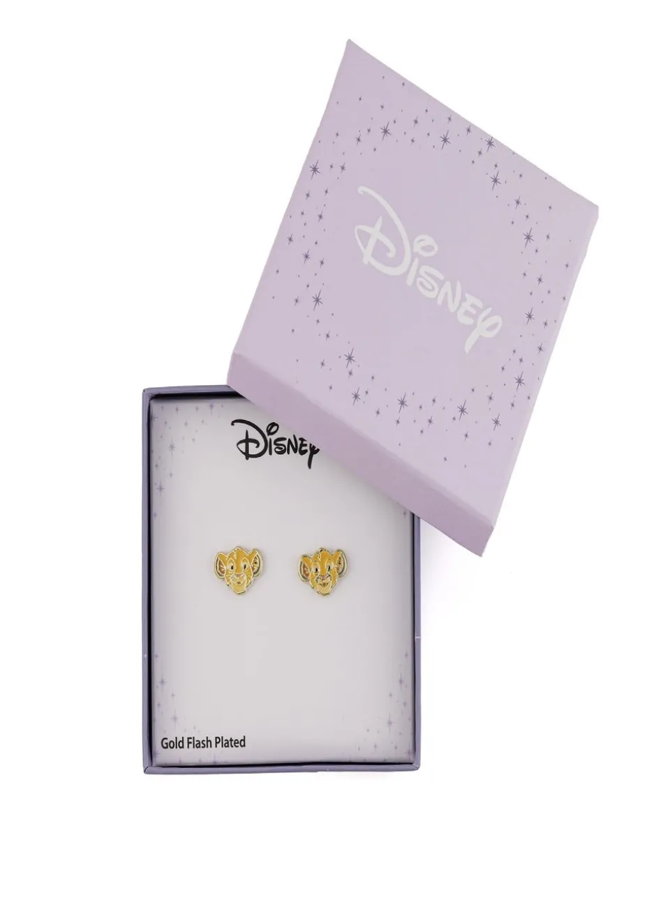 Disney Orange Brass YG PLT Simba Stud Earrings