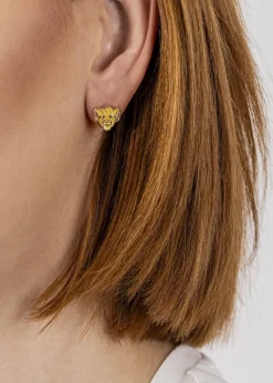 Disney Orange Brass YG PLT Simba Stud Earrings