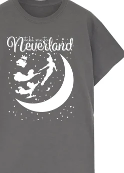 Disney Peter Pan Take Me To Neverland Charcoal Printed Boyfriend Fit T-Shirt