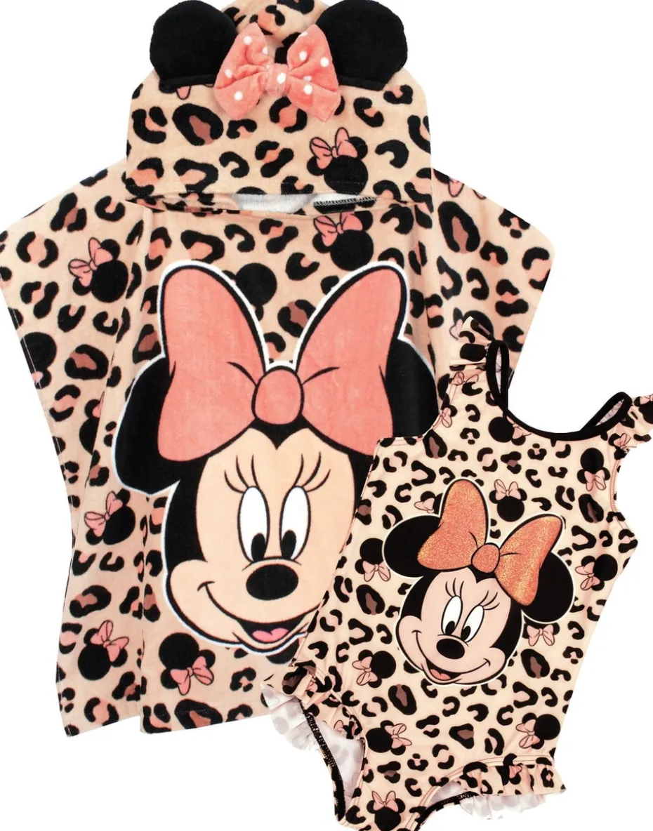 Disney Pink Minnie Mouse Poncho Towel and Swimming Costume Set (18 Months-8 years)