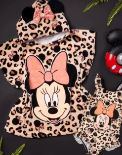 Disney Pink Minnie Mouse Poncho Towel and Swimming Costume Set (18 Months-8 years)