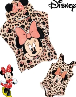 Disney Pink Minnie Mouse Poncho Towel and Swimming Costume Set (18 Months-8 years)