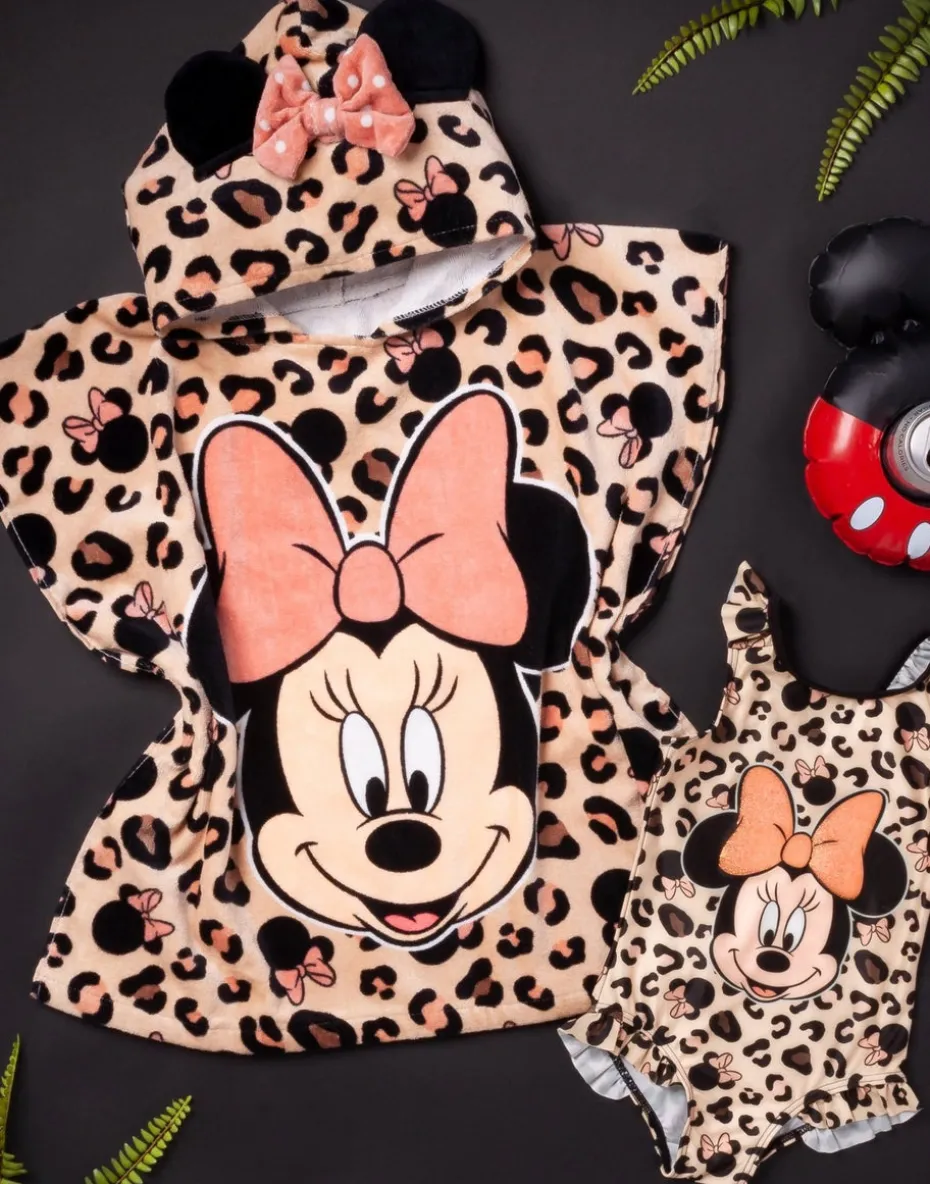 Disney Pink Minnie Mouse Poncho Towel and Swimming Costume Set (18 Months-8 years)