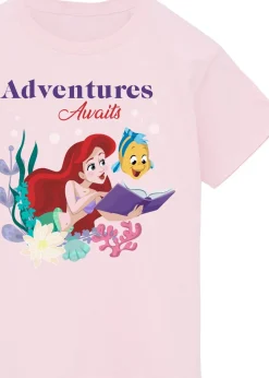 Disney Pink The Little Mermaid Adventures Awaits Kids T-Shirt (3-13 Years)