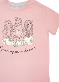 Disney Princesses Once Upon A Dream Kids Baby Pink Hearts Pyjamas (3-8 Years)
