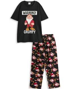 Disney Snow White & Seven Dwarfs Adults Black Pyjama Set