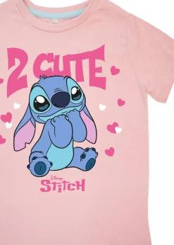 Disney Stitch 2 Cute Kids Pink Hearts Pyjamas (3-8 Years)