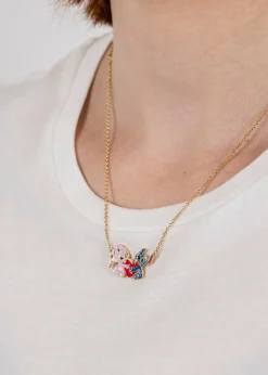 Disney Stitch & Angel Gold Plated Heart Pendant Necklace