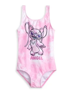 Disney Stitch Angel Kids Pink 1 Piece Swimsuit (5-14 Years)