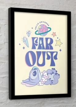 Disney Stitch Blue Far Out Framed Poster (45cm x 35cm)