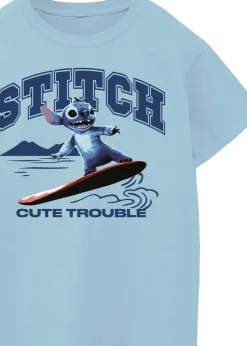 Disney Stitch Cute Trouble Kids Blue T Shirt (3-13 Years)
