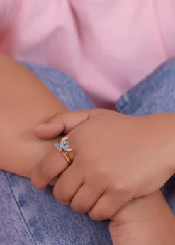 Disney Stitch Gold Plated Clear Stone Ring