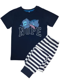 Disney Stitch Nope Boys Navy Stripes Pyjamas (3-8 Years)