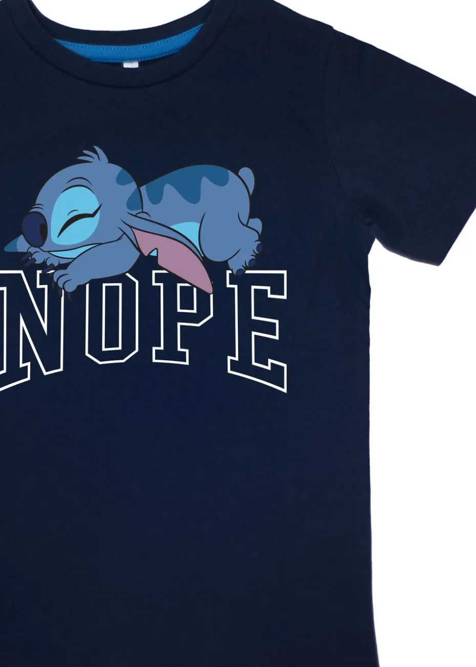 Disney Stitch Nope Boys Navy Stripes Pyjamas (3-8 Years)