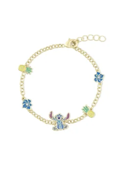 Disney Stitch Pineapple & Flower Gold Bracelet