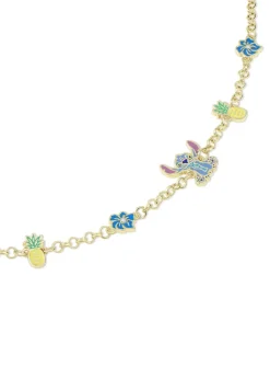 Disney Stitch Pineapple & Flower Gold Bracelet
